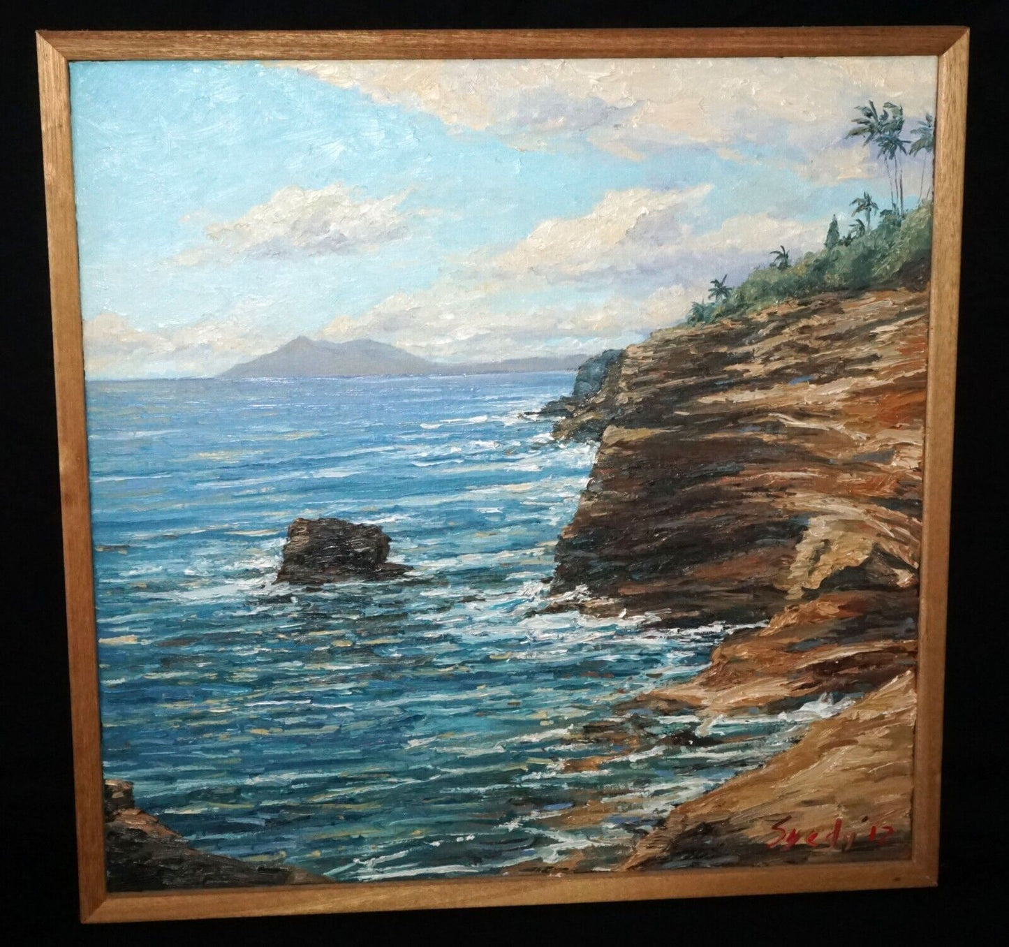 2012 Hawaii Impasto Oil Painting "Portlock to Diamond Head" by Kelly Sueda (InS)
