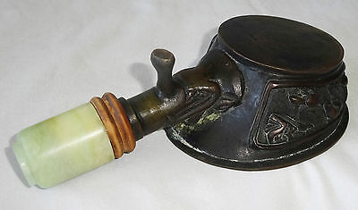 19CT Chinese Bronze Iron with Wood & Hard-stone Handle (Lan)