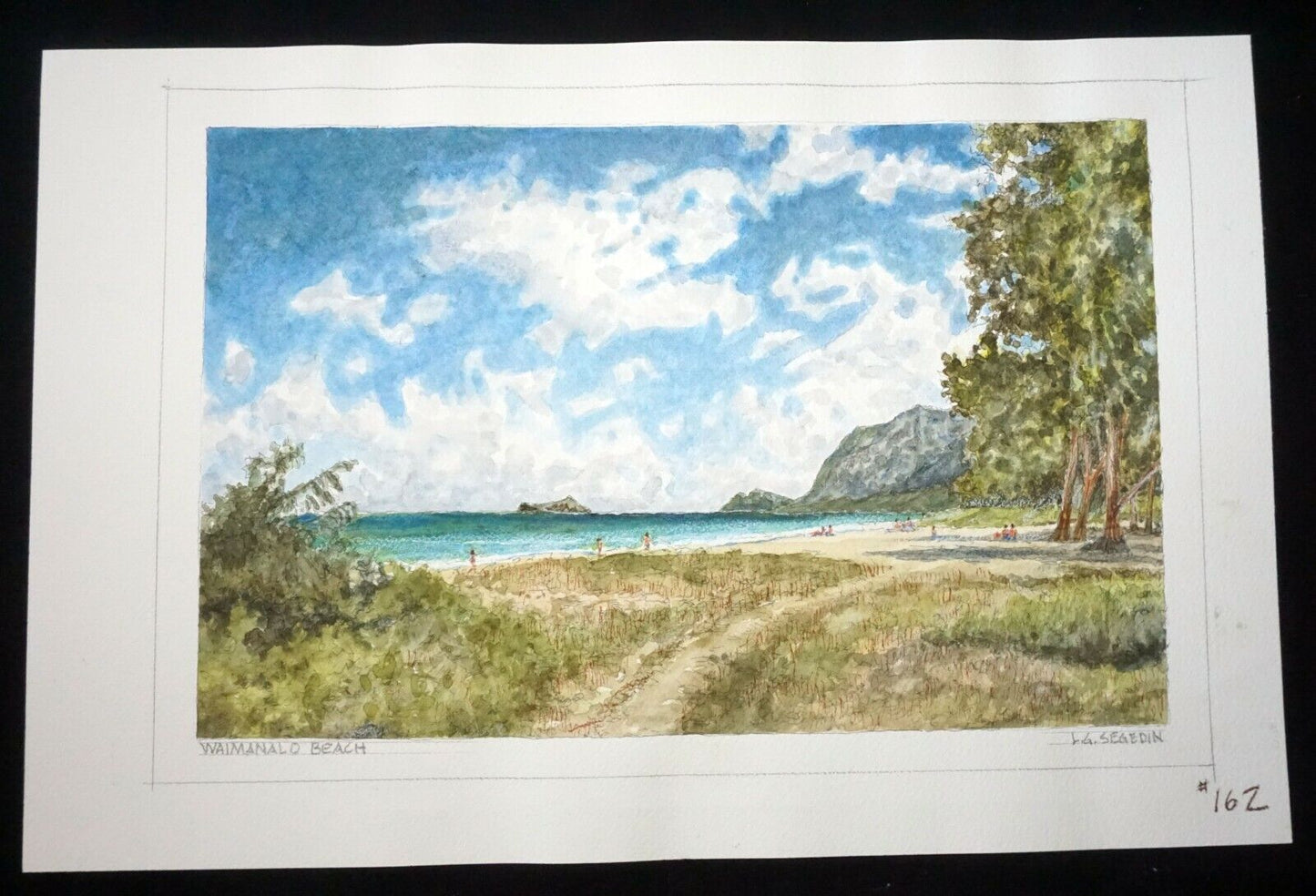 Hawaii Watercolor Painting Waimanalo Beach, Oahu by Larry Segedin #162
