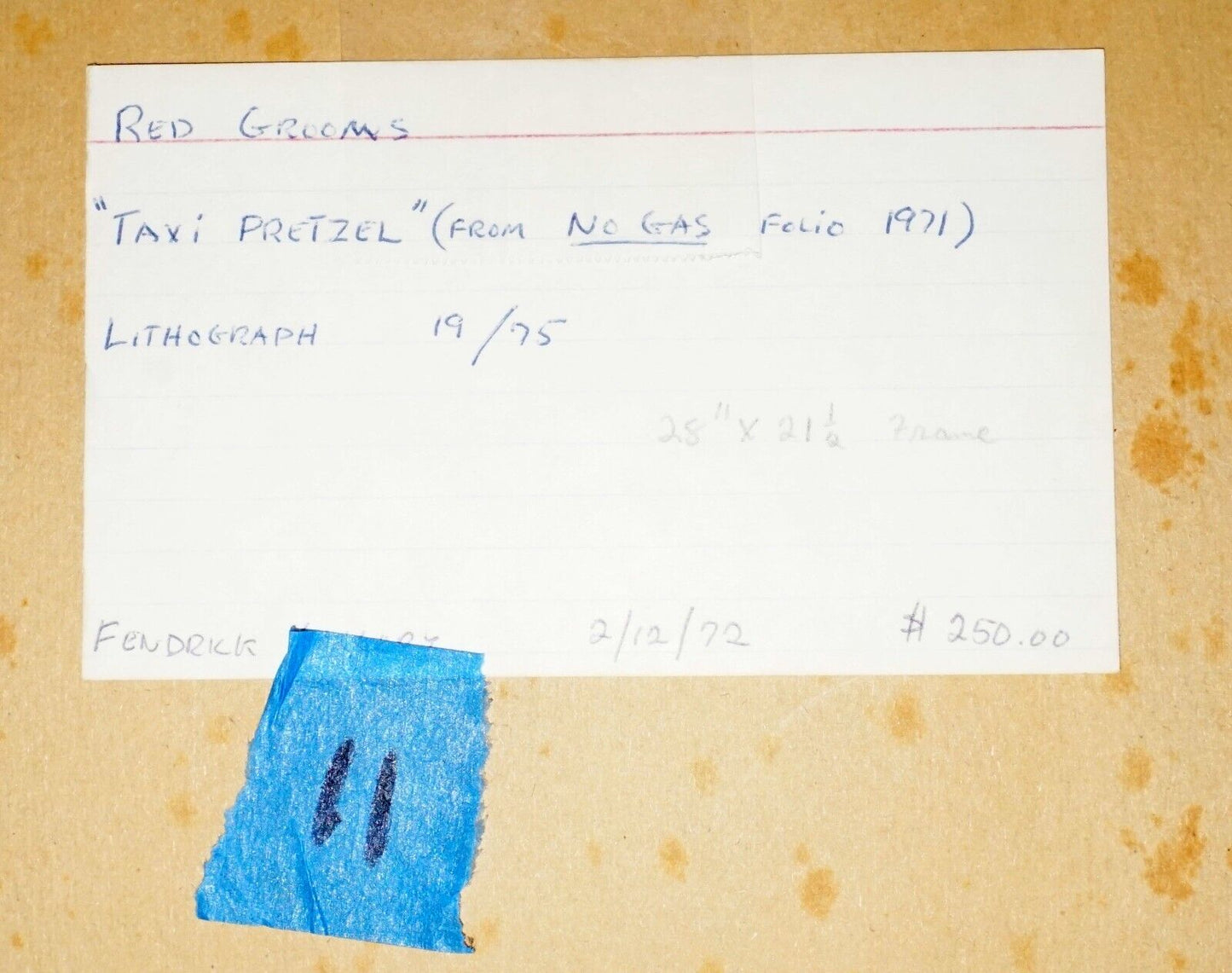 '71 US Litho Print 19/75 Taxi Pretzel Red (Charles Rogers) Grooms (B. 1937)(PaR)