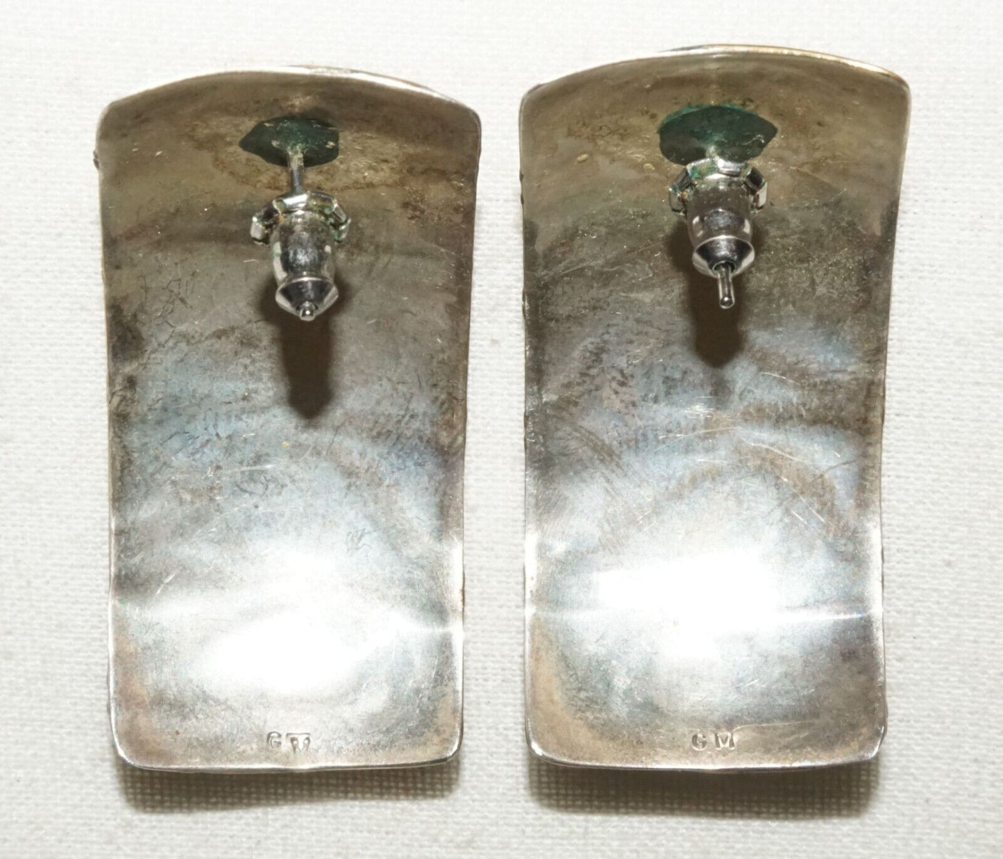 3Pc Vintage Silver & Brass Curvilinear Motif Cuff Bracelet & Earring by GM (KiL)