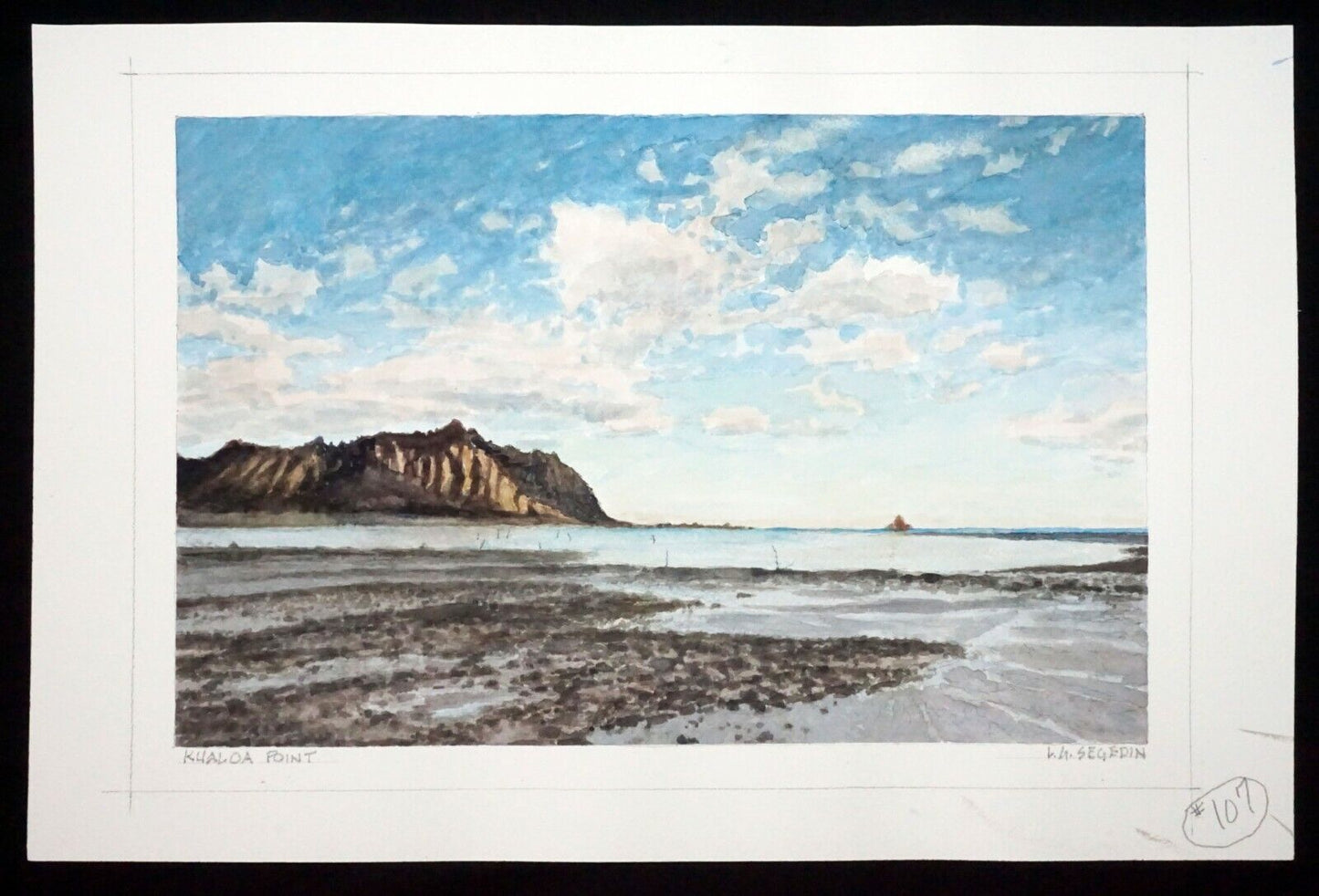 Hawaii Watercolor Painting "Kualoa Point & Chinaman's Hat" by L. Segedin #107