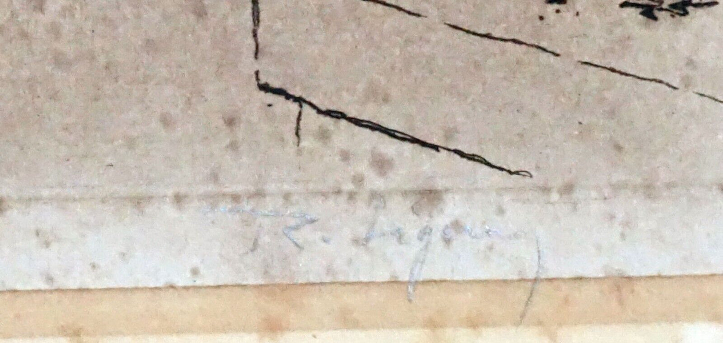 Antique French Etching Print "Quai de la Cowmellé" by unknown Artist (FeH)