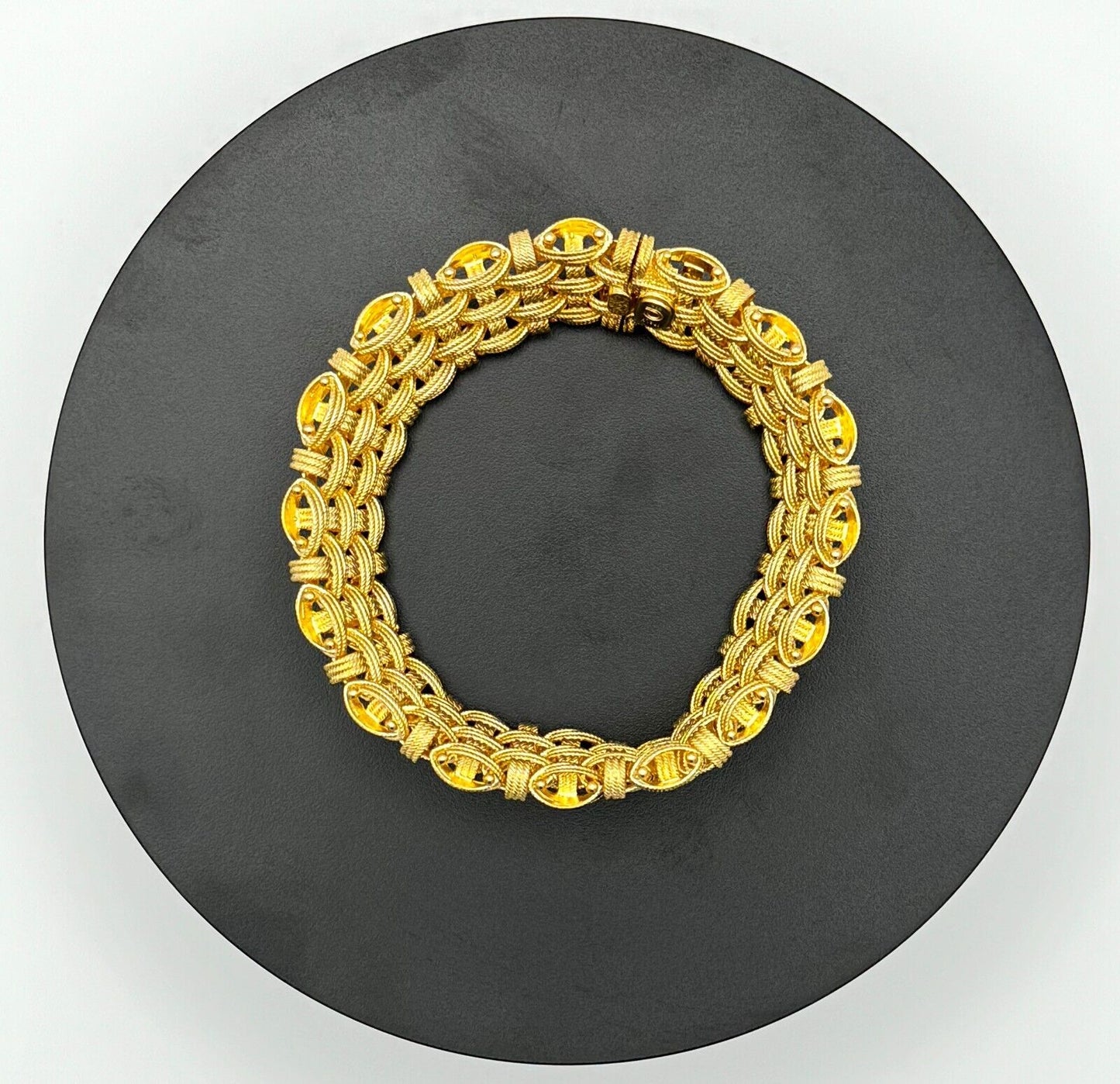 Vintage Heavy Ladies Vermeil Sterling Silver Textured Woven Bracelet (McC)