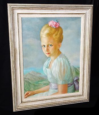 1938 Hawaii Oil Painting Landscape & Portrait Young Girl by Lloyd Sexton (Geo)