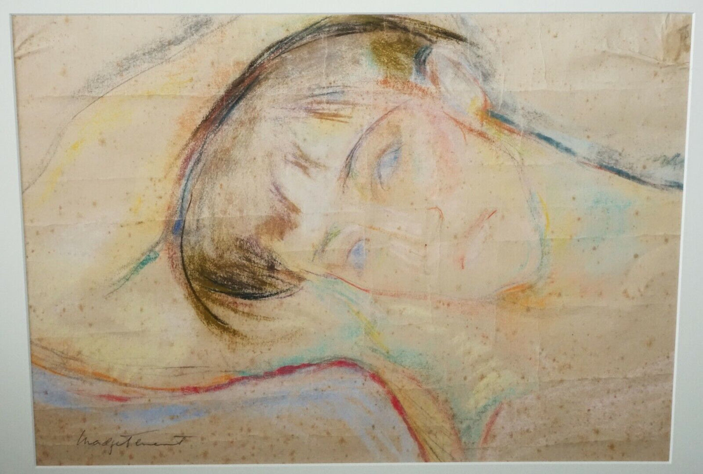 1950s Hawaii Pastel Painting "Young Man" by Madge Tennent (1889-1972)(DAT)#12