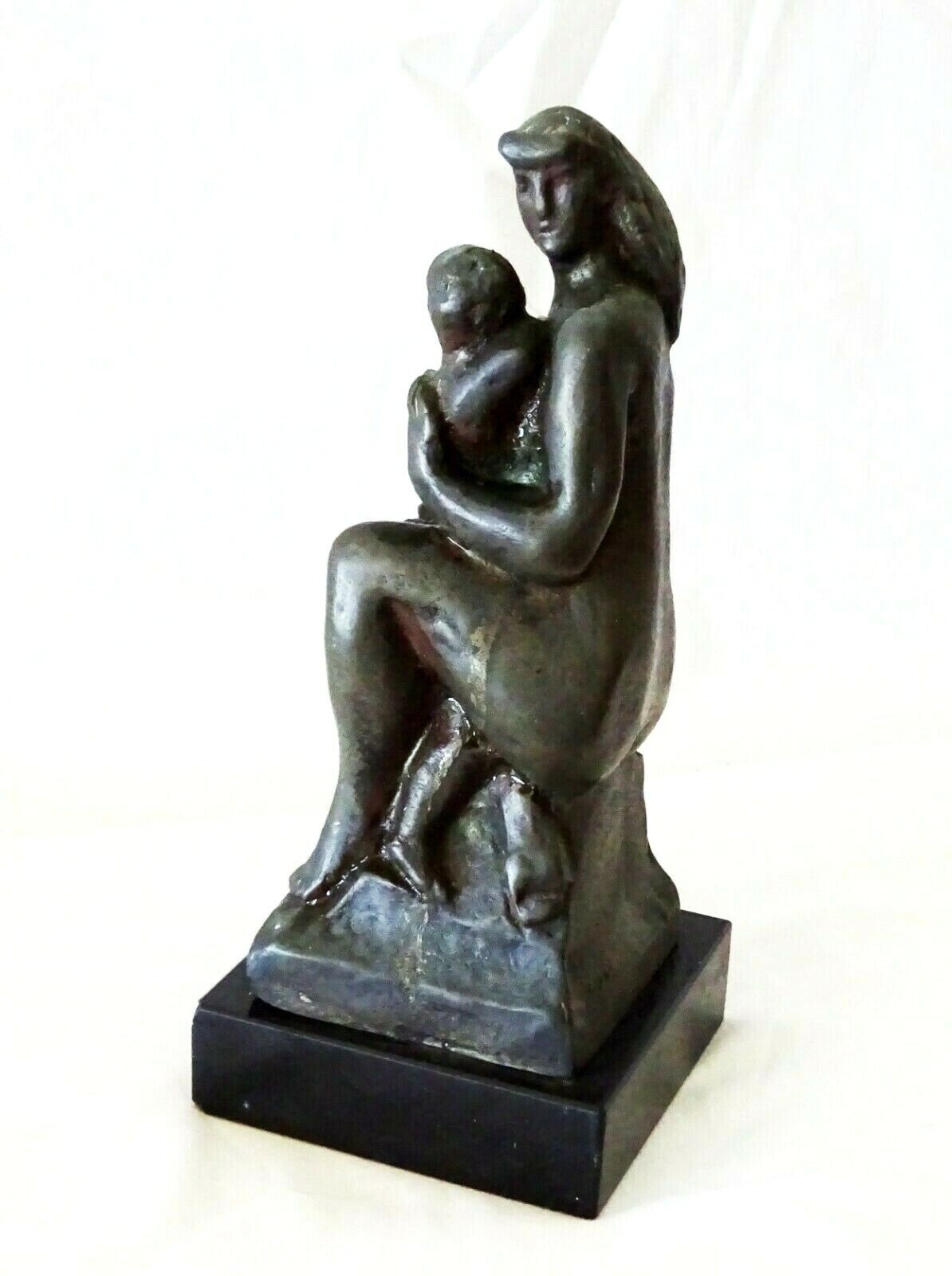1926 US Sterling Silver Sculpture Mother & Child William Zorach (1887-1966)(New)