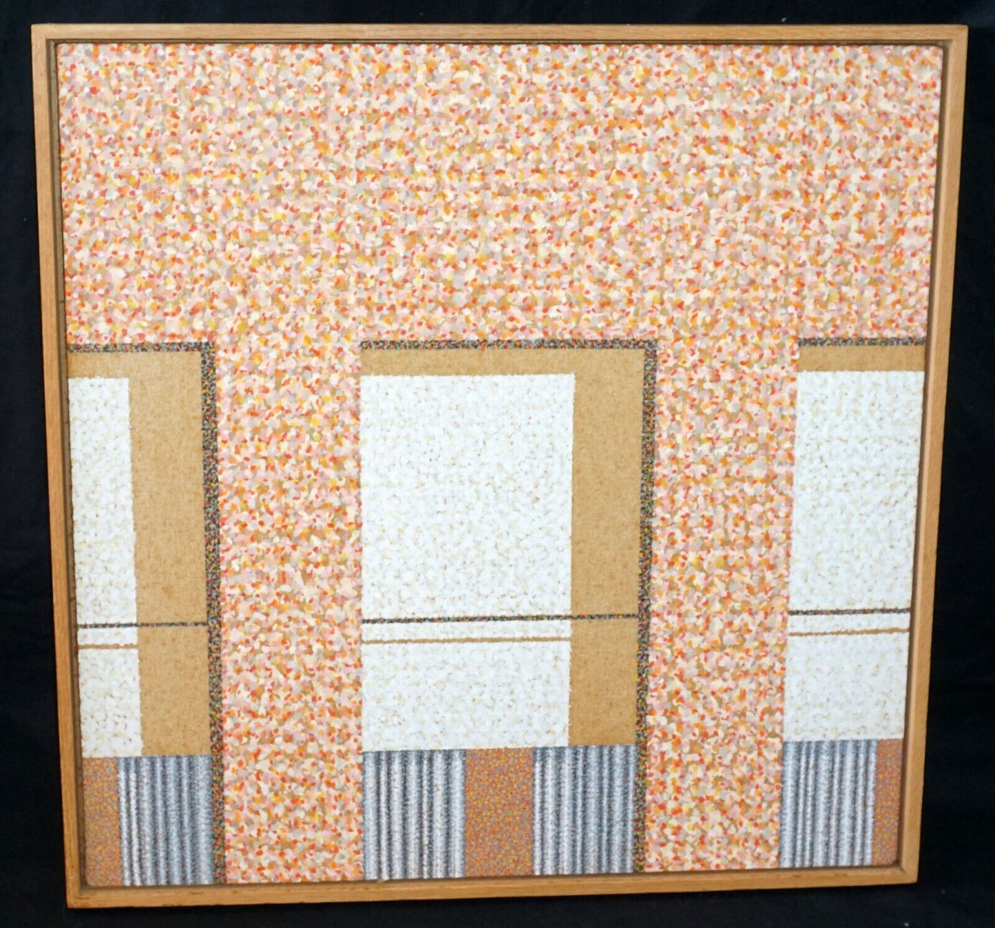 '72 US Oil Painting Orange Tan & Grey Windows Michael Vinson Clark (B 1946)(PaR)