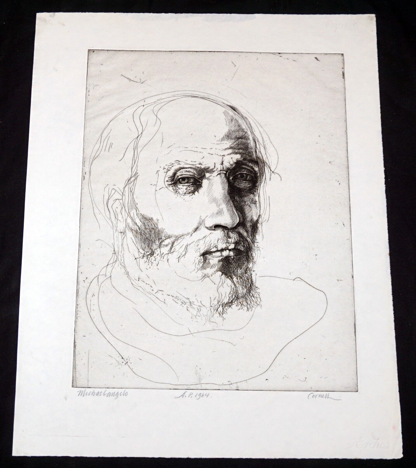 '64 California AP Etching Print Michelangelo by Thomas Cornell (1937-2012)(Mod)