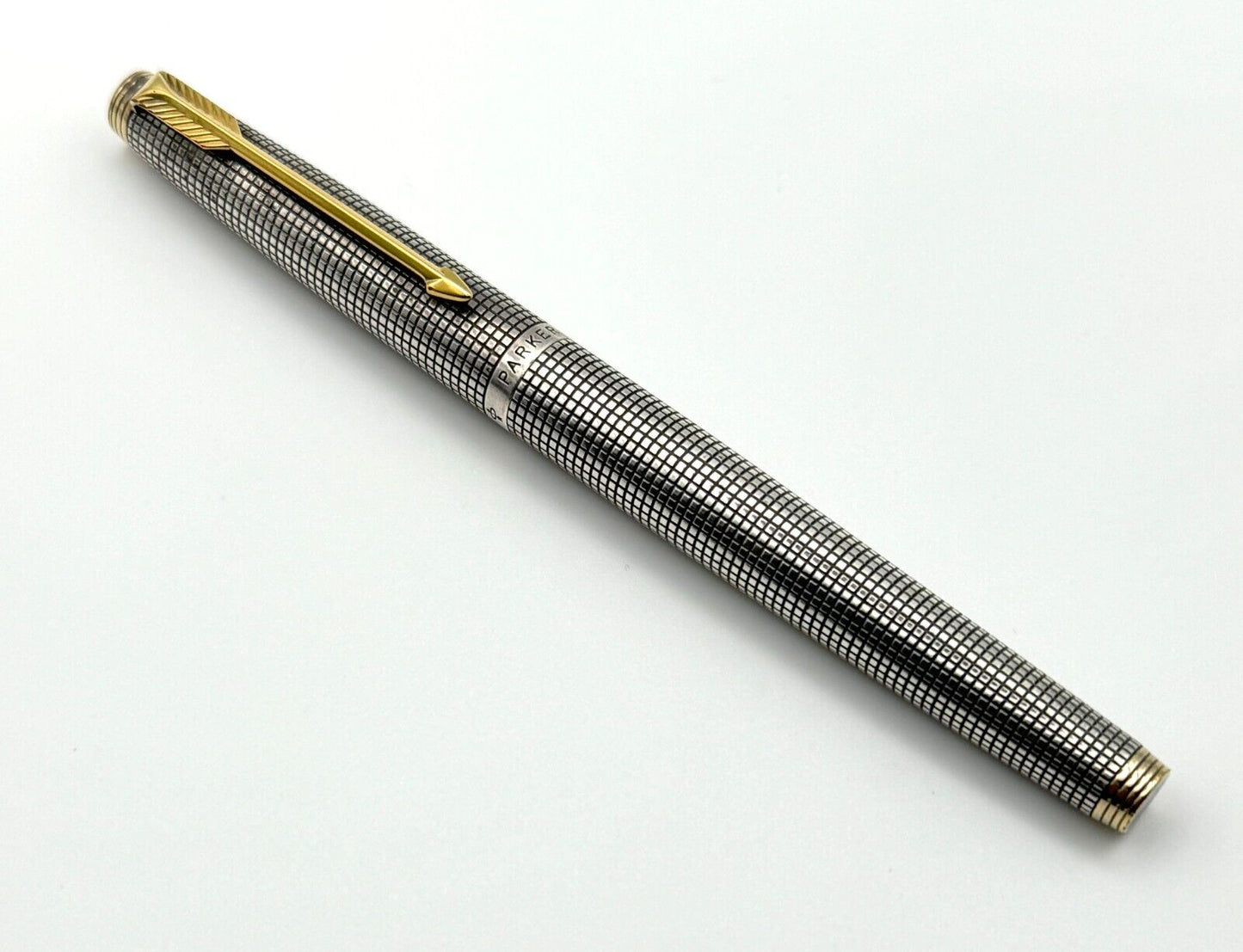 Vintage Sterling Silver Parker 75 Fountain Pen w 14K Nib Made in USA (MiM)