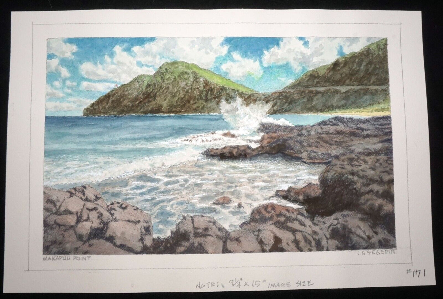 Hawaii Watercolor Painting "Makapuu Point, Oahu" by Larry Segedin #171
