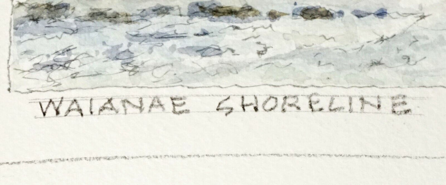 Hawaii Watercolor Painting "Waianae Shoreline, West Oahu" by L. Segedin #117