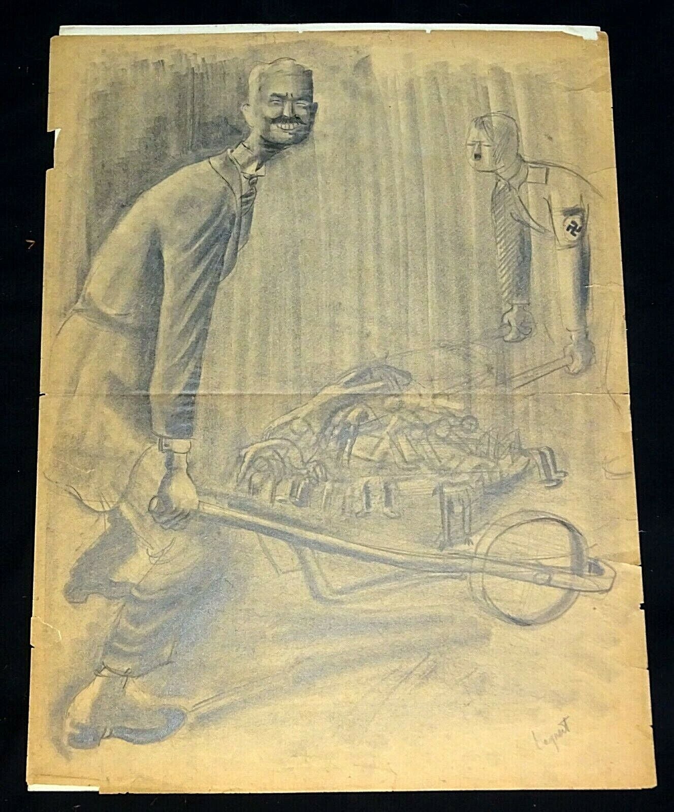 1940s Expressionist Pencil Drawings Fascist Caricatures by Boydan Baynert (CuM)