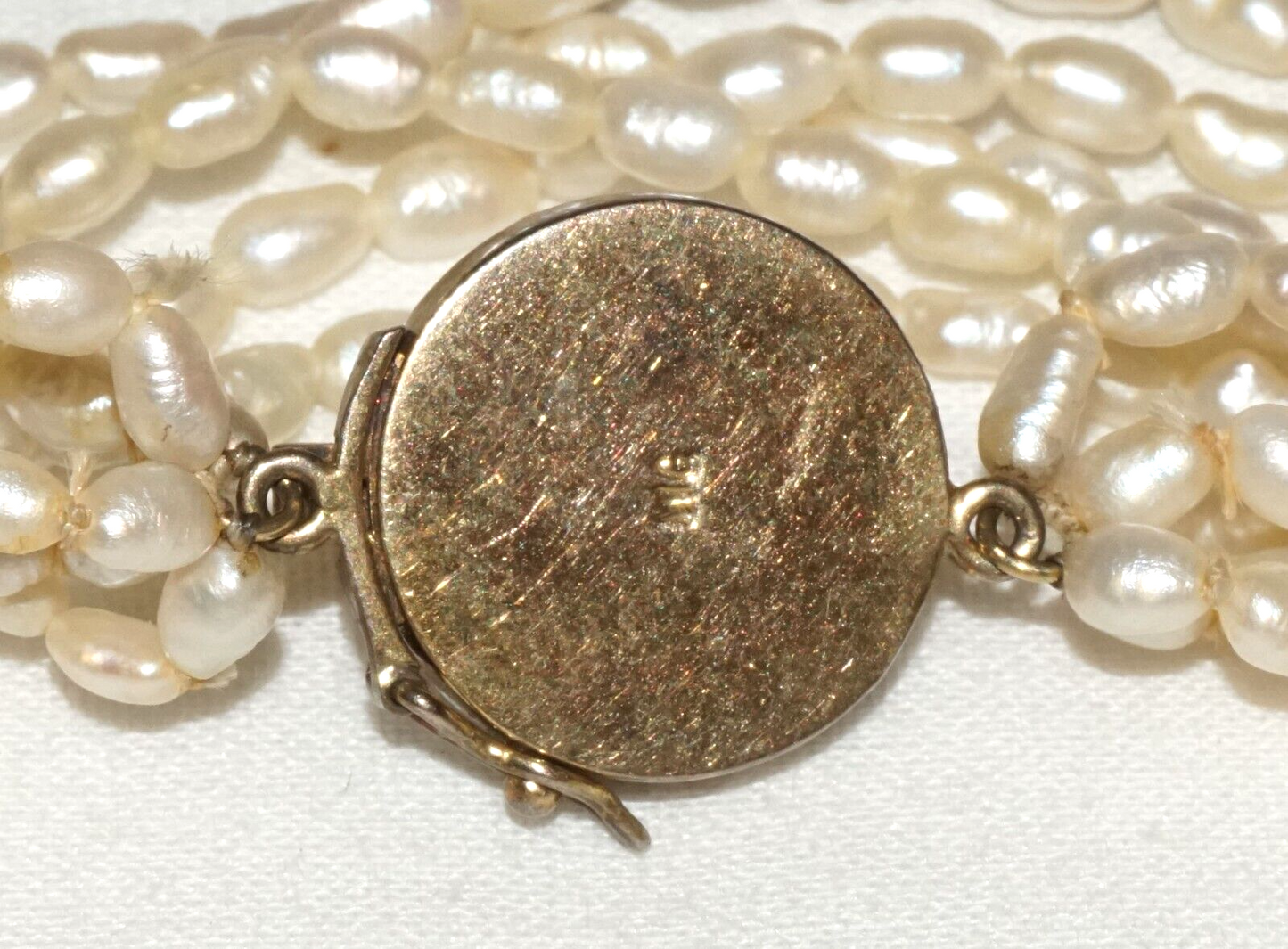 Vintage Chinese 1k Yellow Gold 5x Strand Pearl Necklace w. Jadeite Jades (KoM)