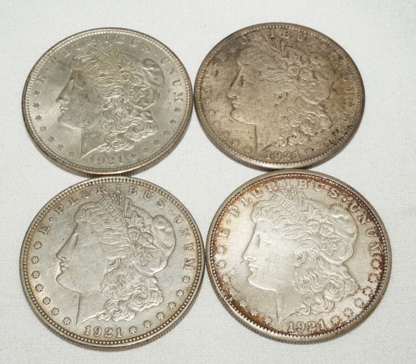 4Pc 1921 US Circulated $1 Silver Morgan Dollar Coins (KiL)