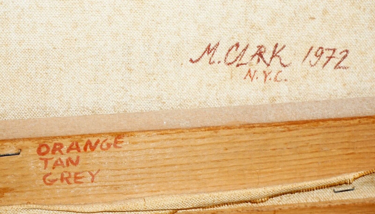 '72 US Oil Painting Orange Tan & Grey Windows Michael Vinson Clark (B 1946)(PaR)