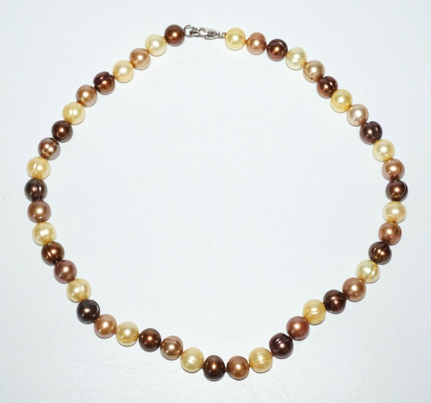 3Pc Multicolored Single Strand Pearl Necklaces w. Sterling silver Clasp(SaR)#452