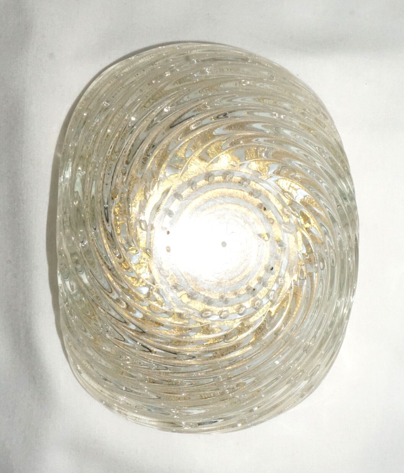 Vintage Italian Barovier Toso Zerati Gold Swirl Murano Glass Pinched Bowl (MiM)