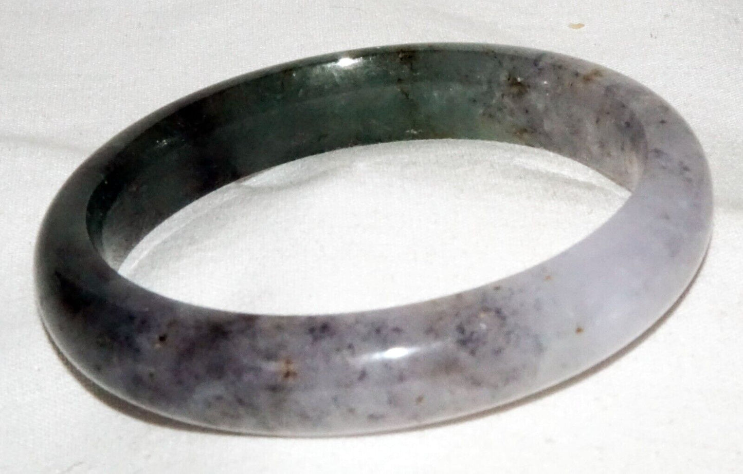 Vintage Chinese Grey Lavender & Green Jadeite Jade Bangle Bracelet (LeS)L25