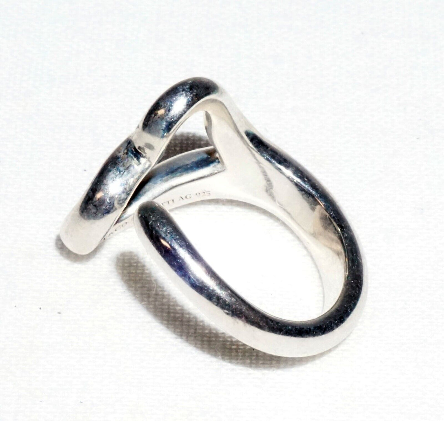 Vtg French Sterling Silver Open Heart Ring Sz.4 Elsa Peretti Tiffany & Co. (InS)