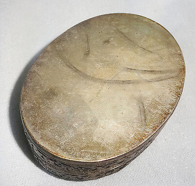 20CT Chinese oval Silver Box w. Porcelain Top "Children Motif Famile Rose (Ver)
