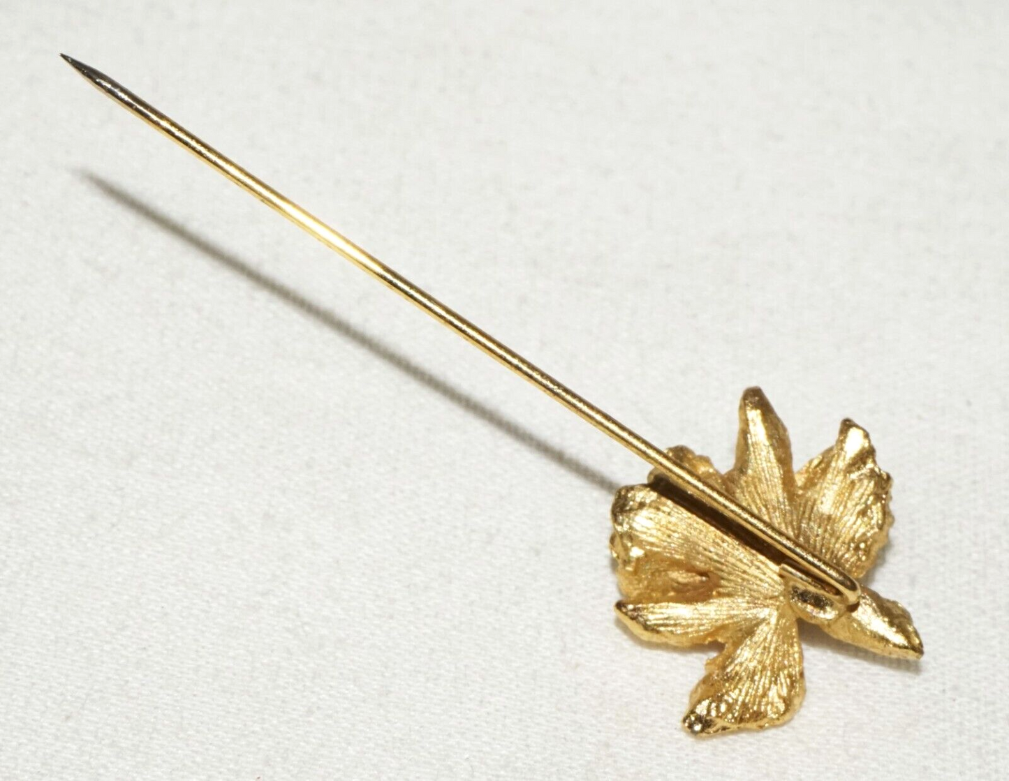 Vintage 14k Yellow Gold Tie Pin w. Orchid Flower Motif (TuD)