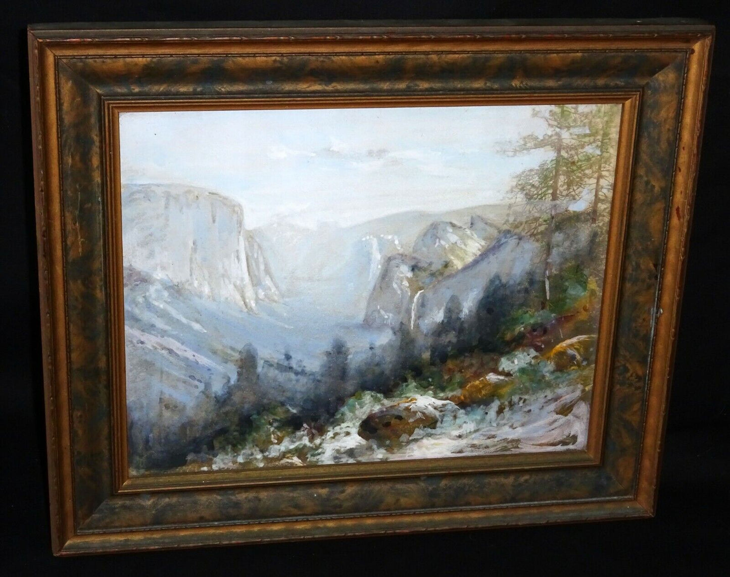 1924 California Gouache Painting on Paper "Yosemite Valley" by J.M. (HeN)