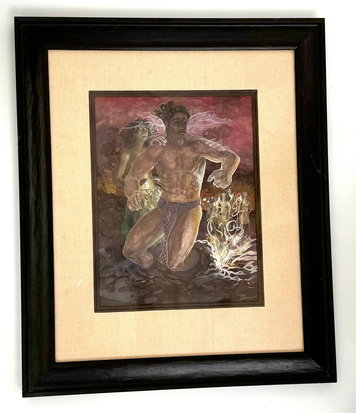 2006 Gouache Painting "Epic Tale" a Hawaiian Legend by Solomon Enos (KuK)