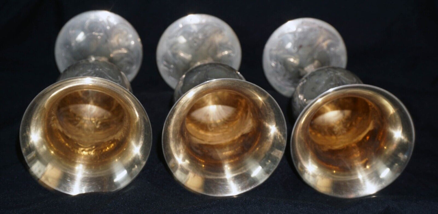 3 Pc Vtg Italian Mazzucato Cesellato A Mano Sterling Silver Goblets 1 of 2 (MaC)