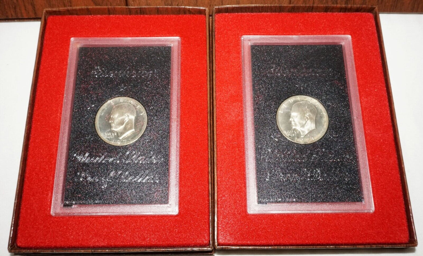 5Pc 1971 US Eisenhower Uncirculated Proof $1 Silver Coin in Case (KiL)