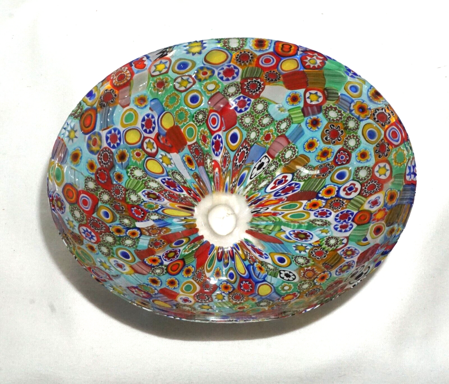 Vintage Italian Murano Millefiori Oval Footed Glass Bowl (MiM)