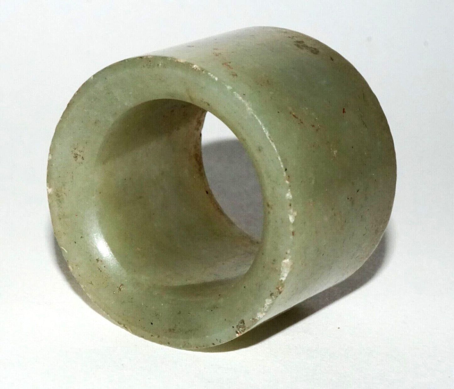 Antique Chinese Dark Grey Green Nephrite Jade Archers Ring Sz.12 (LeS)R19