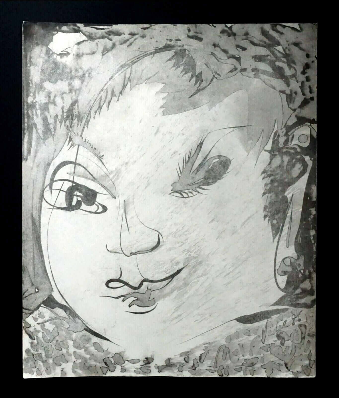 France Hawaii Outsider Art Mixed Media Ink Painting Girl Claude Vedel (EtJ)#8