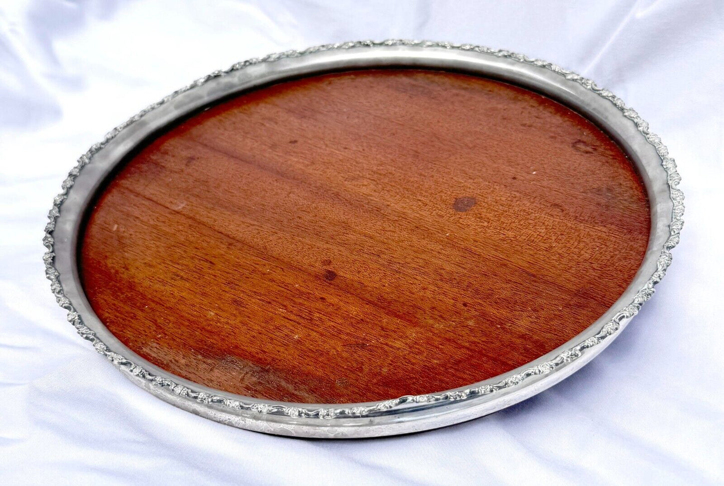 Vintage Shreve & Co San Francisco Silver & Mahogany Tray 11.25" (SmM)