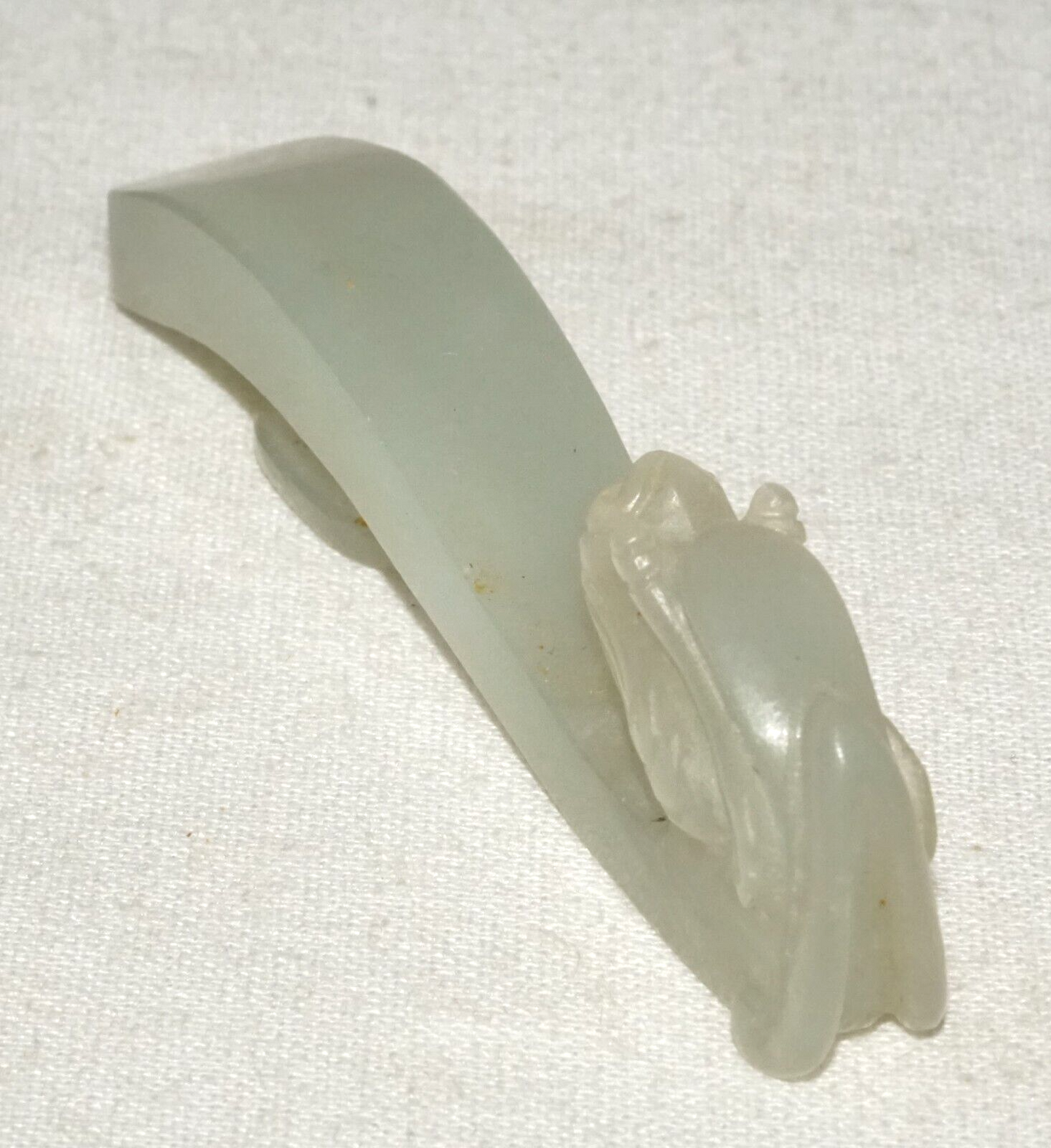 Antique Chinese Grey Green Nephrite Jade Dragon Belt Hook (UVi)#11