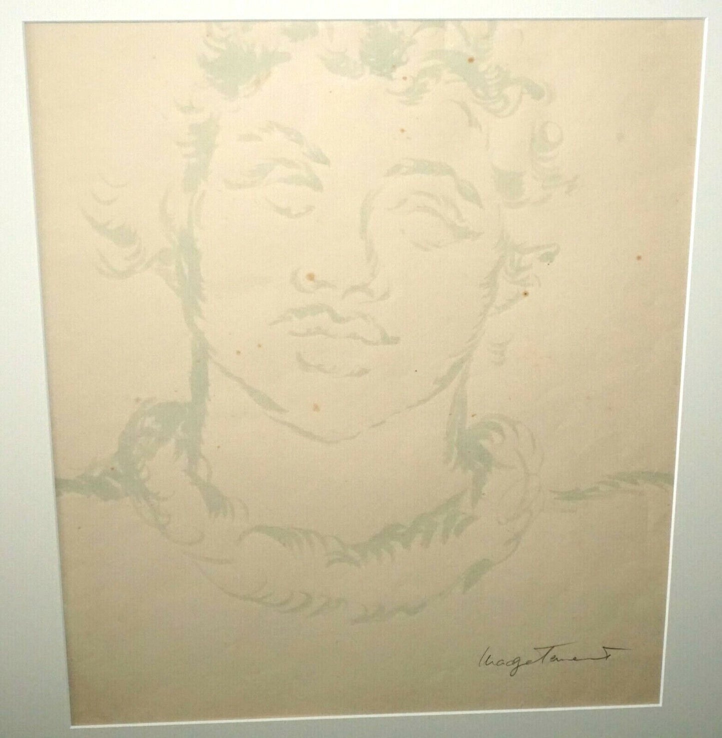 '40 Hawaii Blue WC Painting Hawaiian Woman by Madge Tennent (1889-1972)(DAT)#14