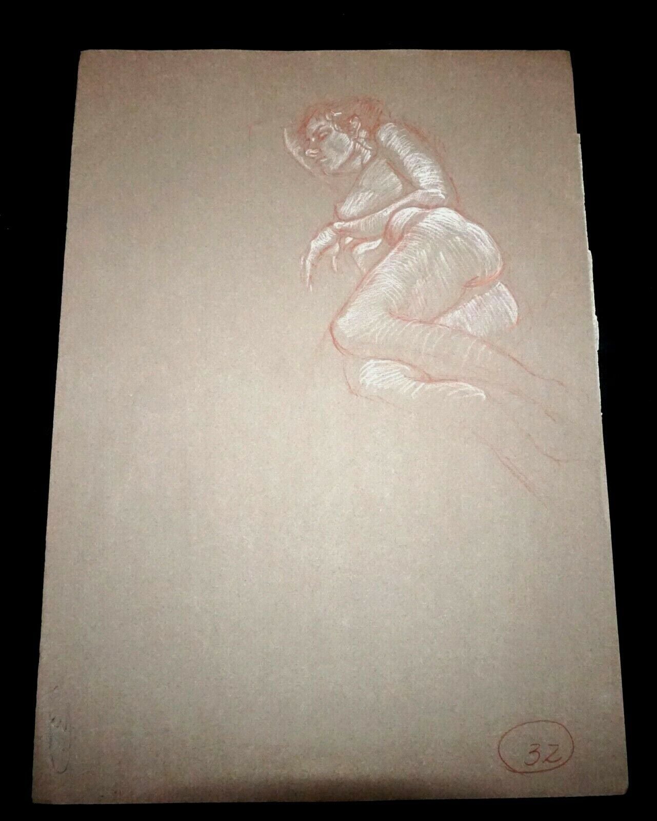 Hawaii Conte Crayon Drawing Painting Reclining Male Nude Snowden Hodges (Sho)#32