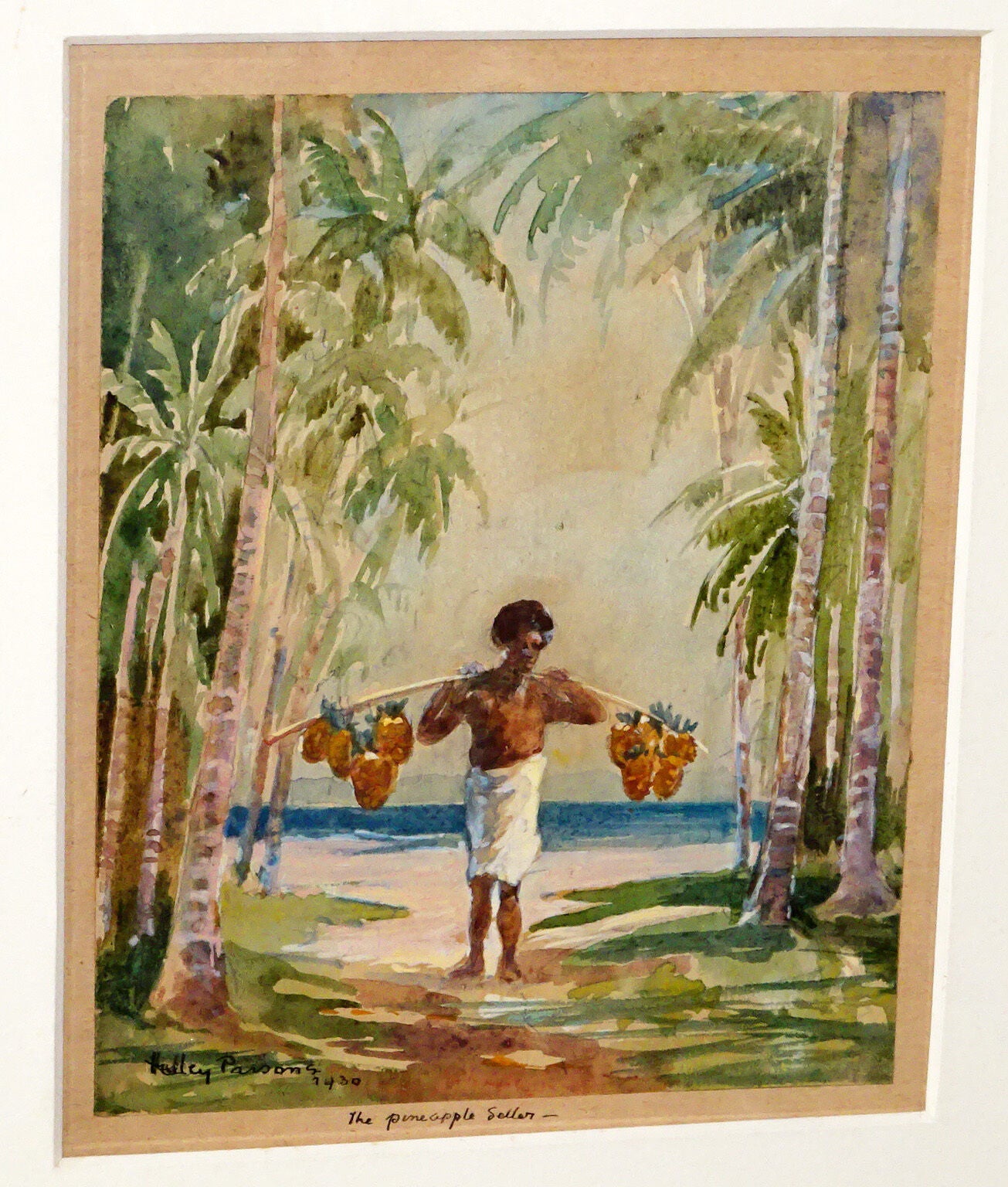 1930 Australia WC Painting "Pinapple Seller" by Hedley Parsons (1870-1960) (New)