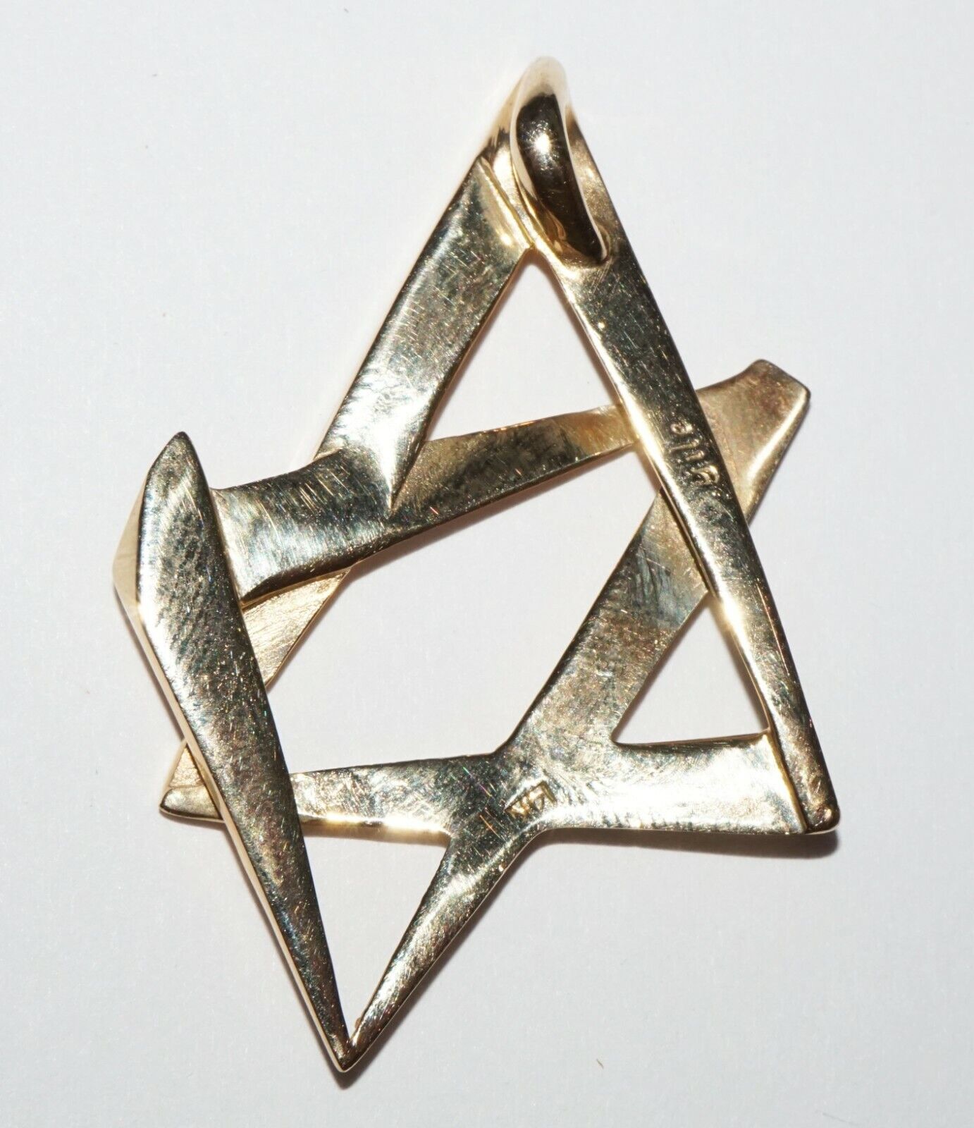 Vintage Modernist 14k Yellow Gold Abstract Star of David Pendant Charm (NaD)#20e