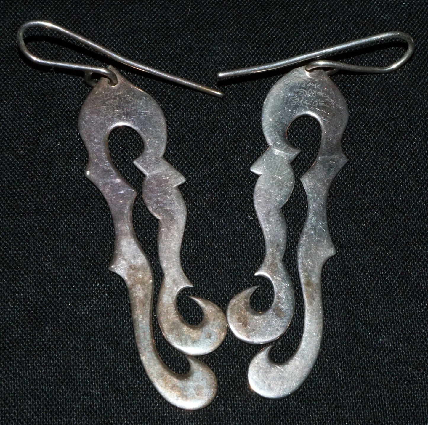 Hawaii Modernist Scroll Motif Sterling Silver Earrings by Stephen Geritz (WoJ)