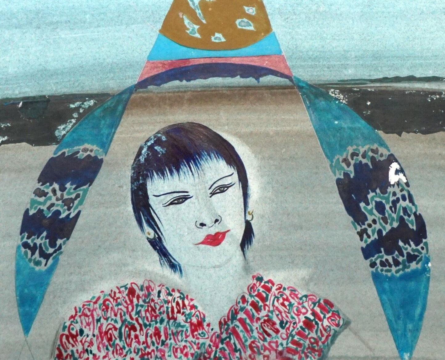 France Hawaii Outsider Art WC Painting Female in Space by Claude Vedel (EtJ)#4