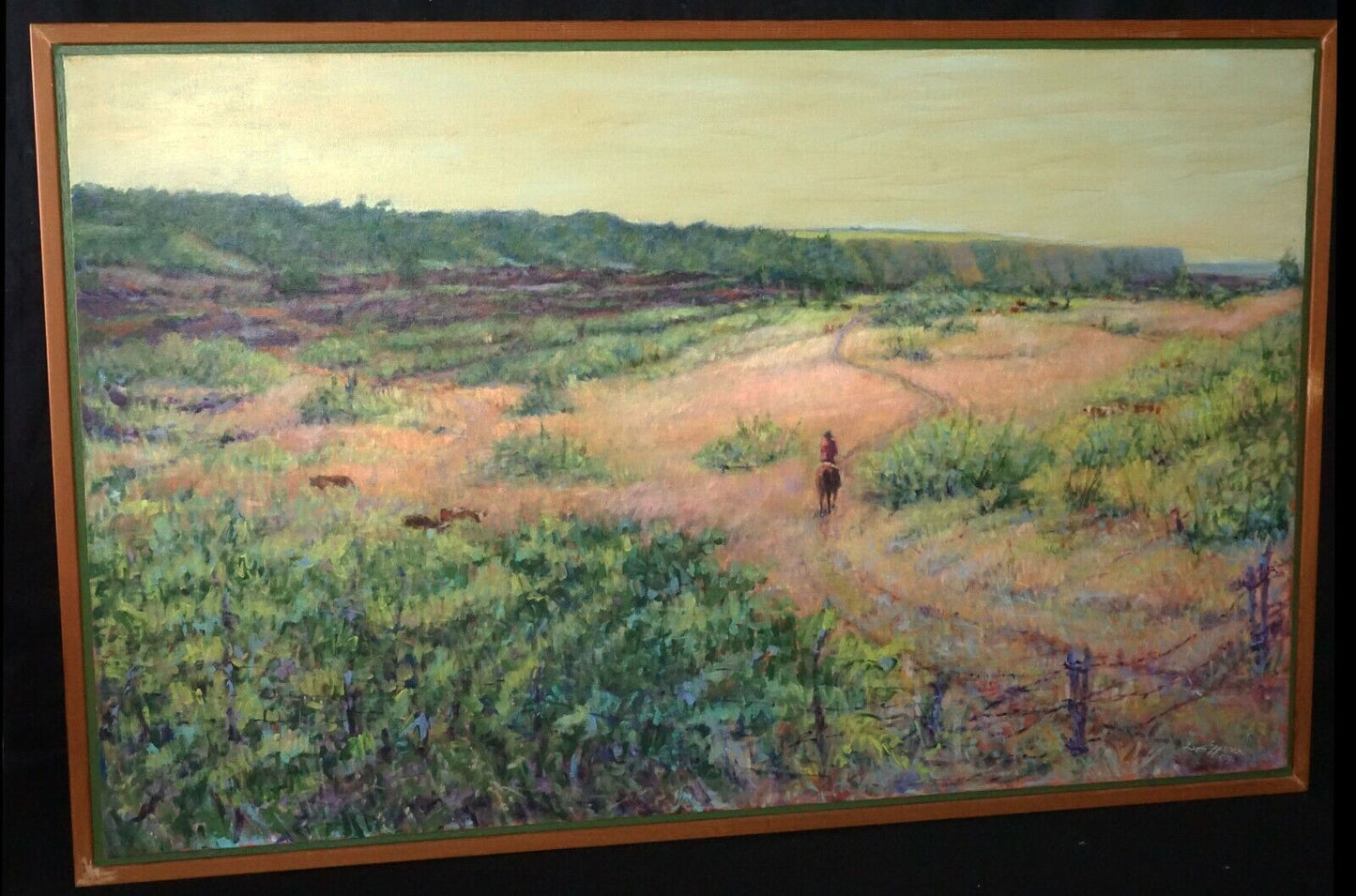 '91 Hawaii Oil Painting Lone Paniolo Ka'u Desert Trail Volcano Don Epperson (MaM