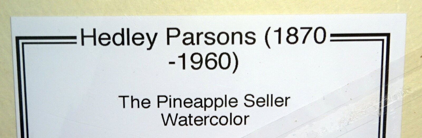 1930 Australia WC Painting "Pinapple Seller" by Hedley Parsons (1870-1960) (New)