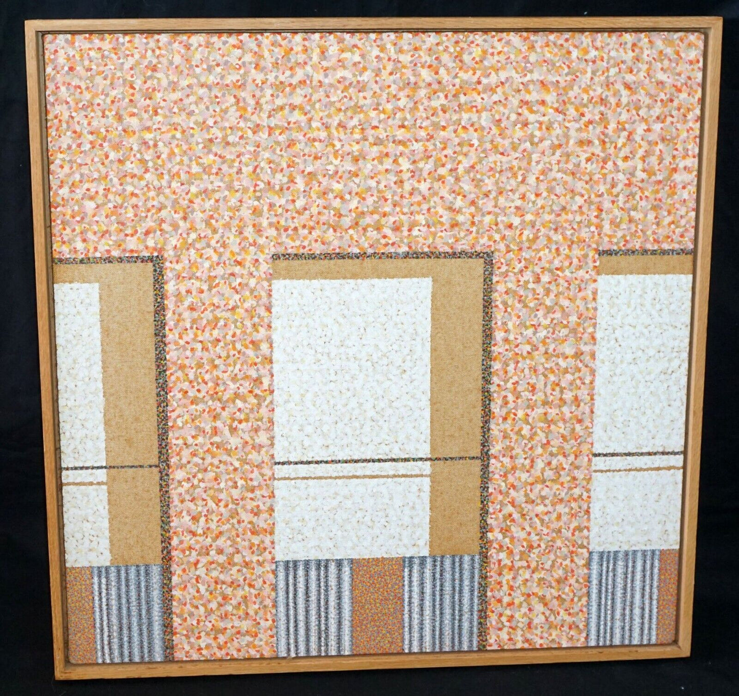 '72 US Oil Painting Orange Tan & Grey Windows Michael Vinson Clark (B 1946)(PaR)