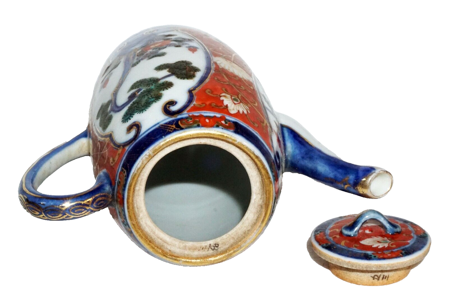 Antique Japanese Imari Porcelain Small Hot Chocolate Pot w. Floral Motif (Kai)