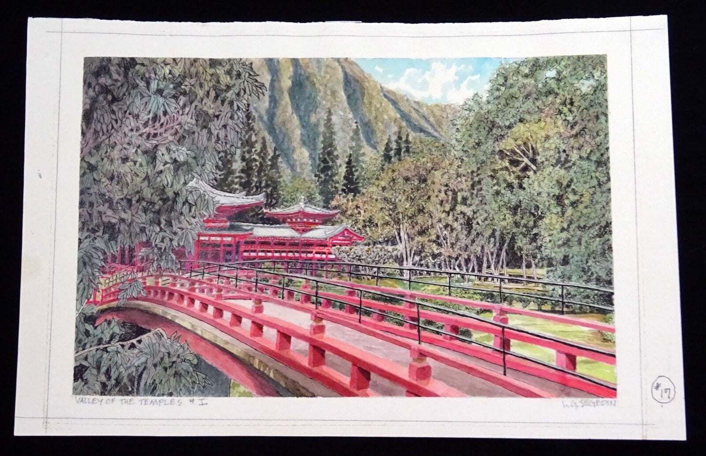 Original Hawaii Watercolor Painting "Valley of the Temples I" by L Segedin #17