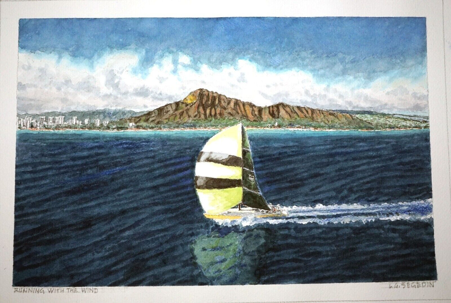 Hawaii Watercolor Painting TransPac Running with the Wind by Larry Segedin #177