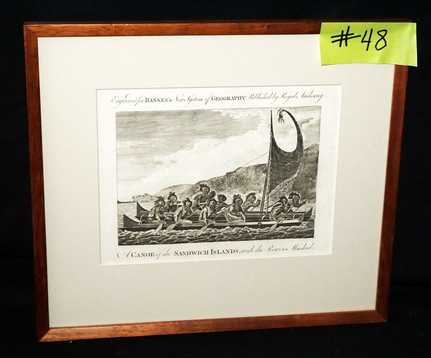 1784 English Print A Canoe Sandwich Islands, Rowers Masked by Webber (CWo)