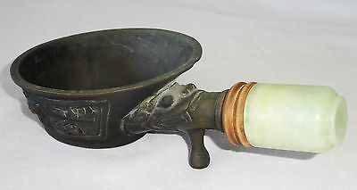 19CT Chinese Bronze Iron with Wood & Hard-stone Handle (Lan)