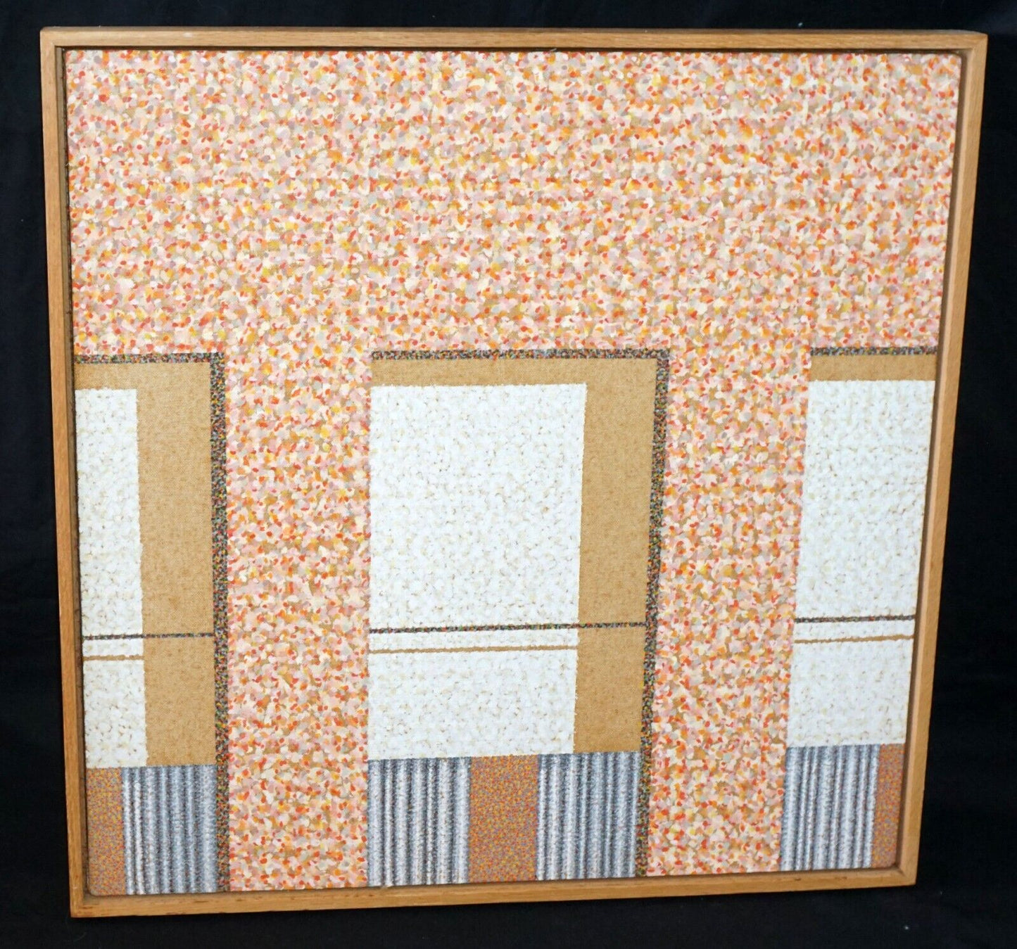 '72 US Oil Painting Orange Tan & Grey Windows Michael Vinson Clark (B 1946)(PaR)